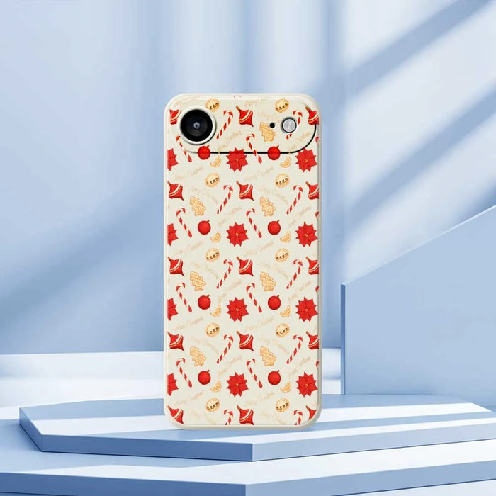 For iPhone Air Case Christmas Candy Pattern Printing Straight Edge TPU Phone Back Cover - Beige - 7