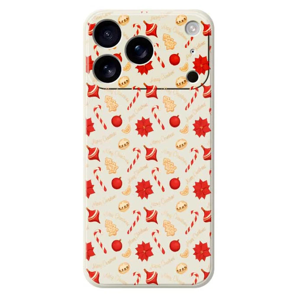 For iPhone 18 Pro / 17 Pro Case Christmas Candy Pattern Printing Straight Edge TPU Phone Back Cover - Beige - 1
