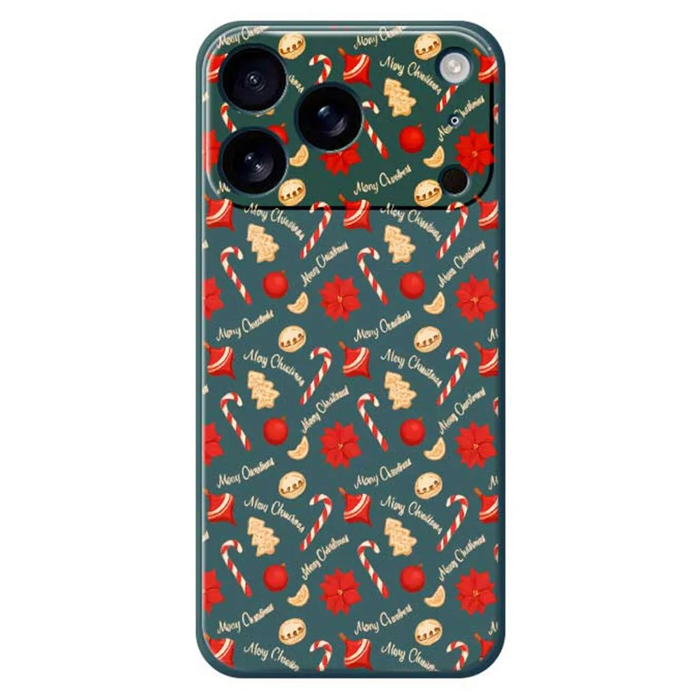 For iPhone 18 Pro Max / 17 Pro Max Case Christmas Candy Pattern Printing Straight Edge TPU Phone Back Cover - Green - 1
