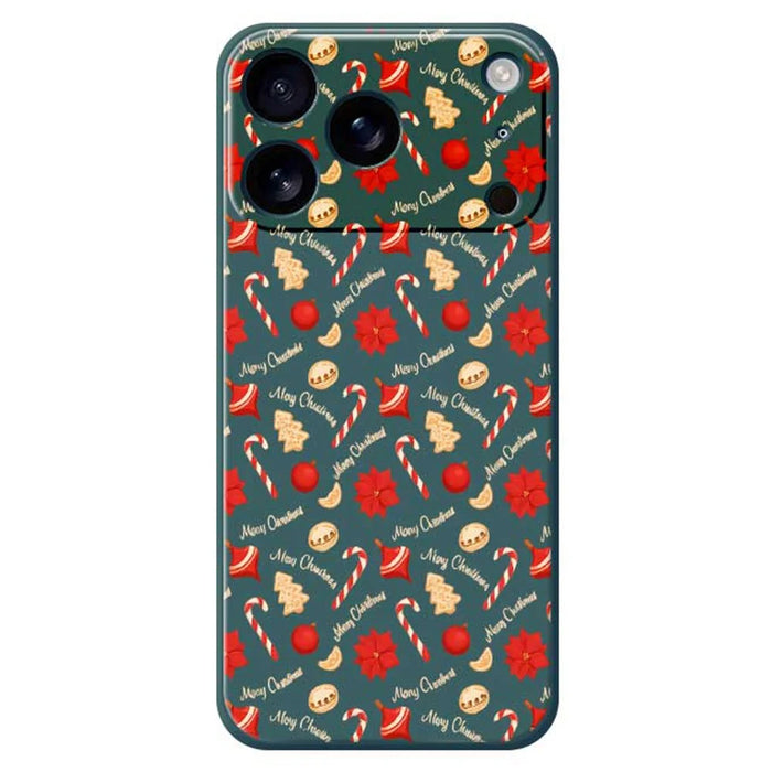 For iPhone 18 Pro Max / 17 Pro Max Case Christmas Candy Pattern Printing Straight Edge TPU Phone Back Cover - Green - 1
