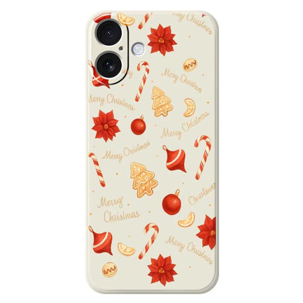 For iPhone 17 Case Christmas Big Candy Pattern Printing Straight Edge TPU Phone Back Cover - Beige - 1