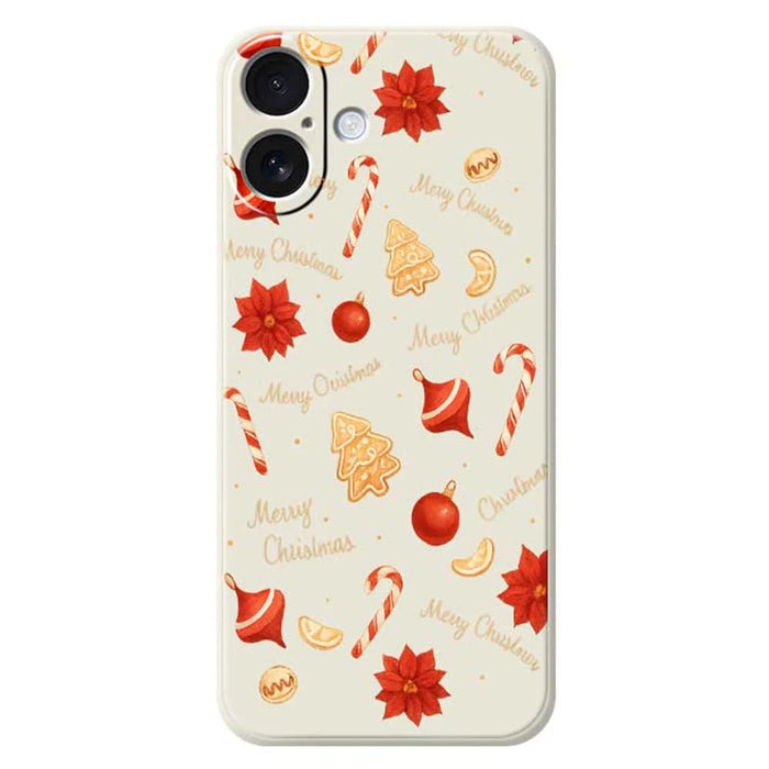 For iPhone 17 Case Christmas Big Candy Pattern Printing Straight Edge TPU Phone Back Cover - Beige - 1