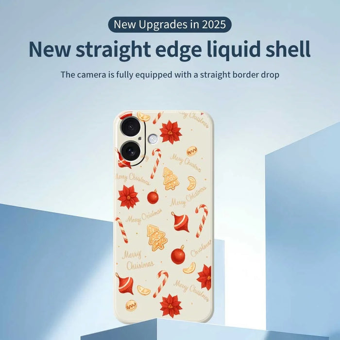 For iPhone 17 Case Christmas Big Candy Pattern Printing Straight Edge TPU Phone Back Cover - Beige - 2