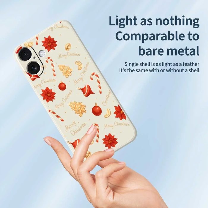 For iPhone 17 Case Christmas Big Candy Pattern Printing Straight Edge TPU Phone Back Cover - Beige - 3