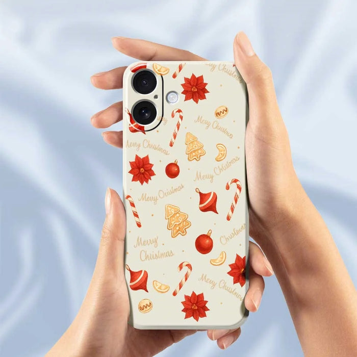 For iPhone 17 Case Christmas Big Candy Pattern Printing Straight Edge TPU Phone Back Cover - Beige - 4