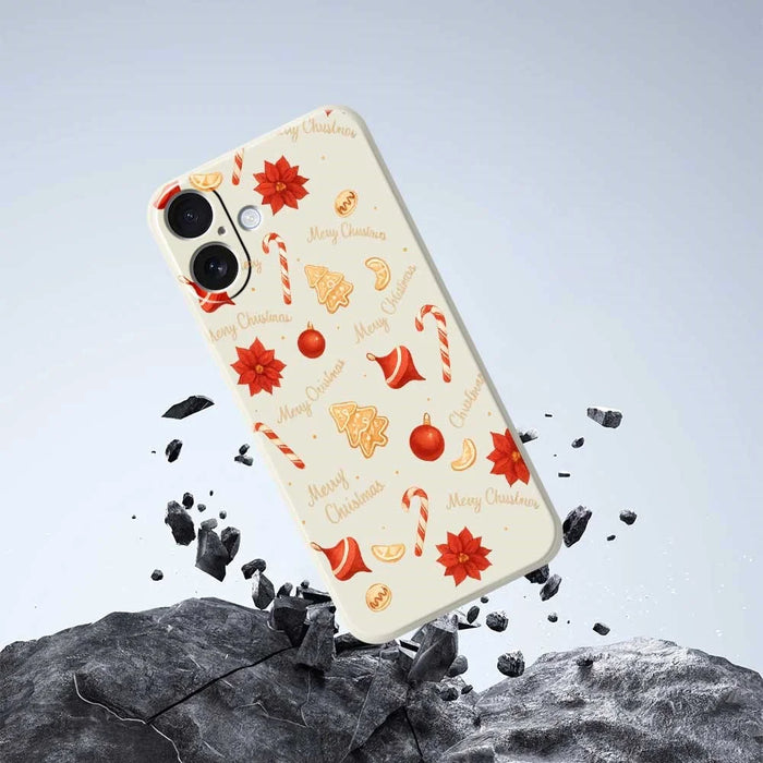 For iPhone 17 Case Christmas Big Candy Pattern Printing Straight Edge TPU Phone Back Cover - Beige - 5