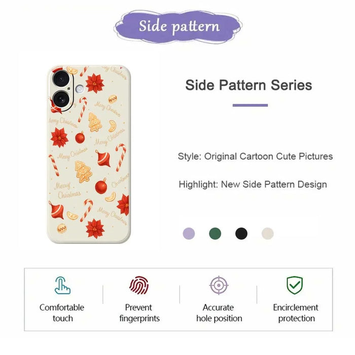 For iPhone 17 Case Christmas Big Candy Pattern Printing Straight Edge TPU Phone Back Cover - Beige - 7