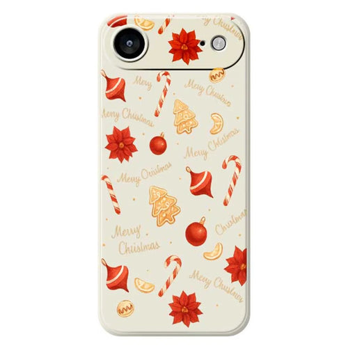 For iPhone Air Case Christmas Big Candy Pattern Printing Straight Edge TPU Phone Back Cover - Beige - 1