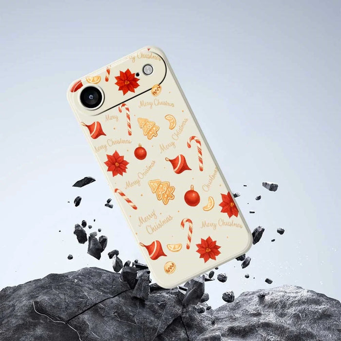 For iPhone Air Case Christmas Big Candy Pattern Printing Straight Edge TPU Phone Back Cover - Beige - 6