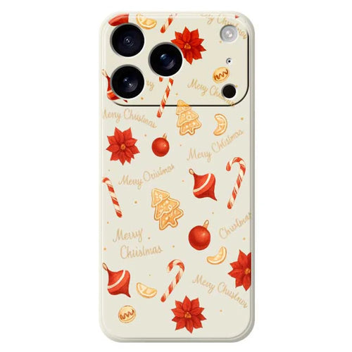 For iPhone 18 Pro / 17 Pro Case Christmas Big Candy Pattern Printing Straight Edge TPU Phone Back Cover - Beige - 1