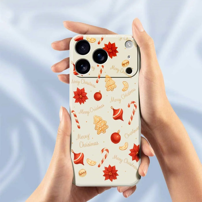For iPhone 18 Pro / 17 Pro Case Christmas Big Candy Pattern Printing Straight Edge TPU Phone Back Cover - Beige - 4