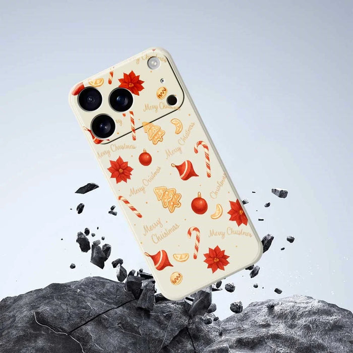 For iPhone 18 Pro / 17 Pro Case Christmas Big Candy Pattern Printing Straight Edge TPU Phone Back Cover - Beige - 5