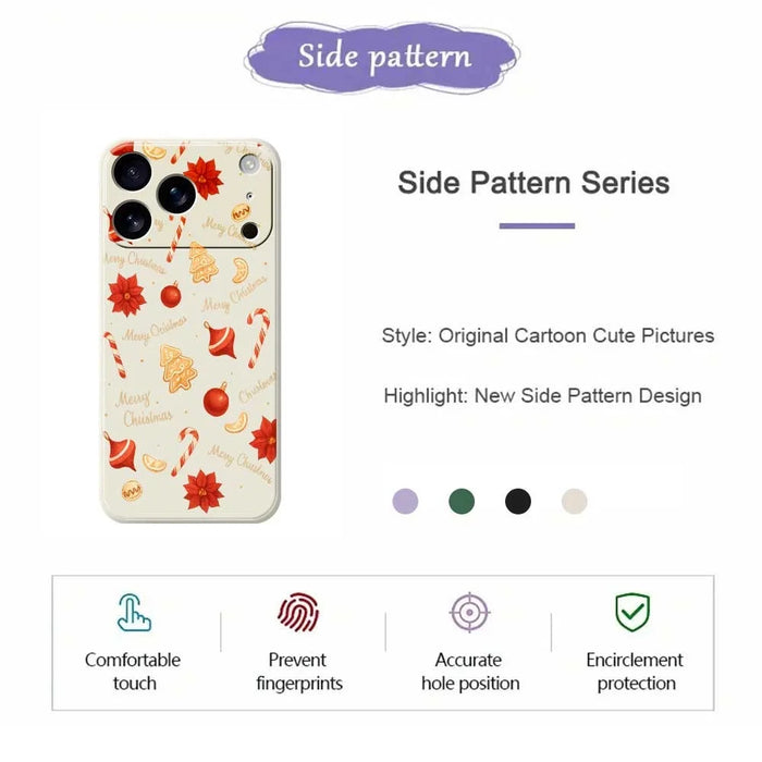 For iPhone 18 Pro / 17 Pro Case Christmas Big Candy Pattern Printing Straight Edge TPU Phone Back Cover - Beige - 7