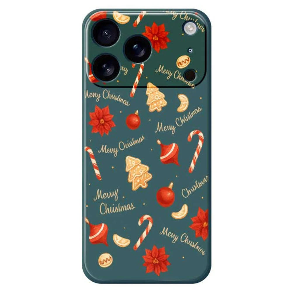 For iPhone 18 Pro Max / 17 Pro Max Case Christmas Big Candy Pattern Printing Straight Edge TPU Phone Back Cover - Green - 1