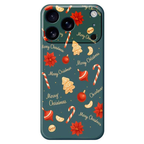 For iPhone 18 Pro Max / 17 Pro Max Case Christmas Big Candy Pattern Printing Straight Edge TPU Phone Back Cover - Green - 1