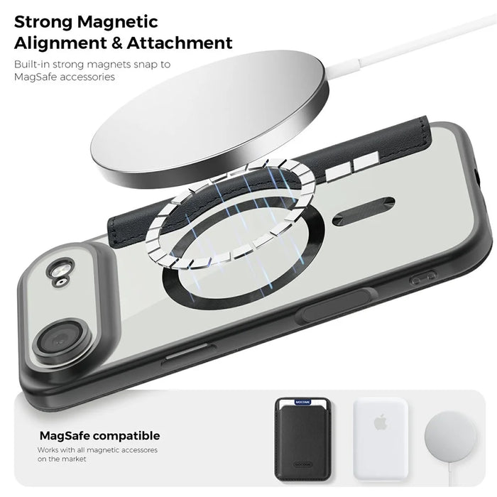 For iPhone Air Case Compatible with MagSafe RFID Blocking Leather Phone Cover - Black - 7
