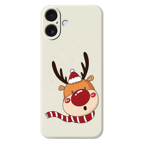 For iPhone 17 Case Deer Head Pattern Printing Straight Edge TPU Phone Back Cover - Beige - 1
