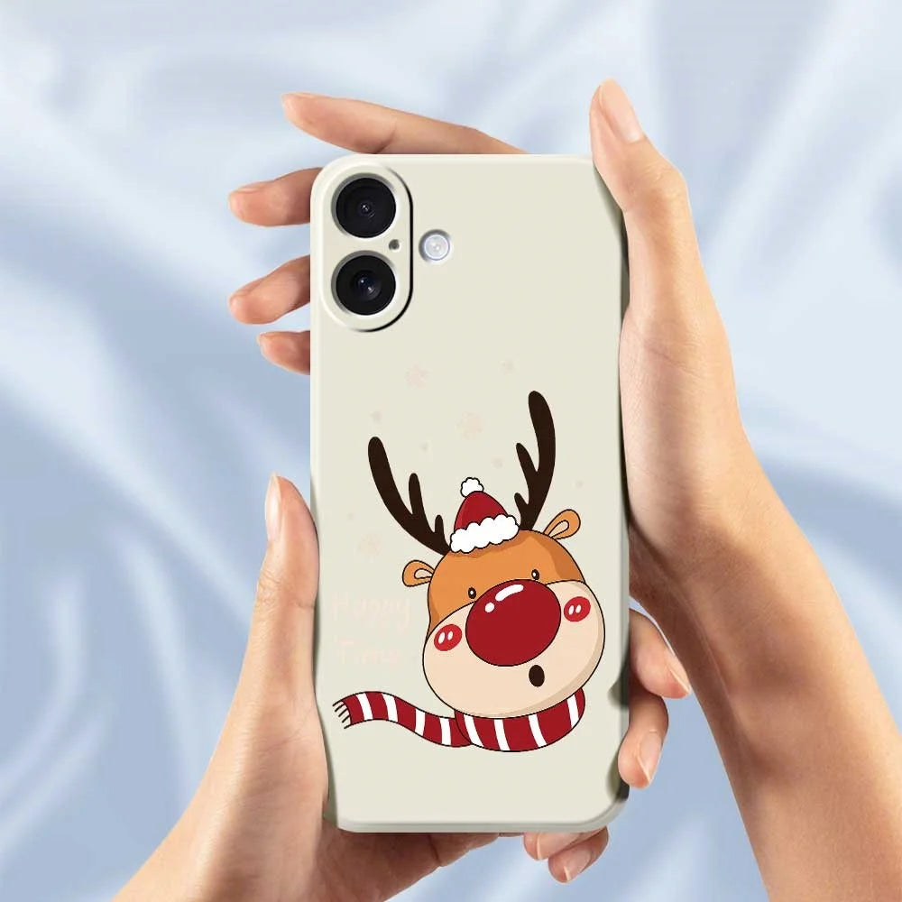 For iPhone 17 Case Deer Head Pattern Printing Straight Edge TPU Phone Back Cover - Beige - 4