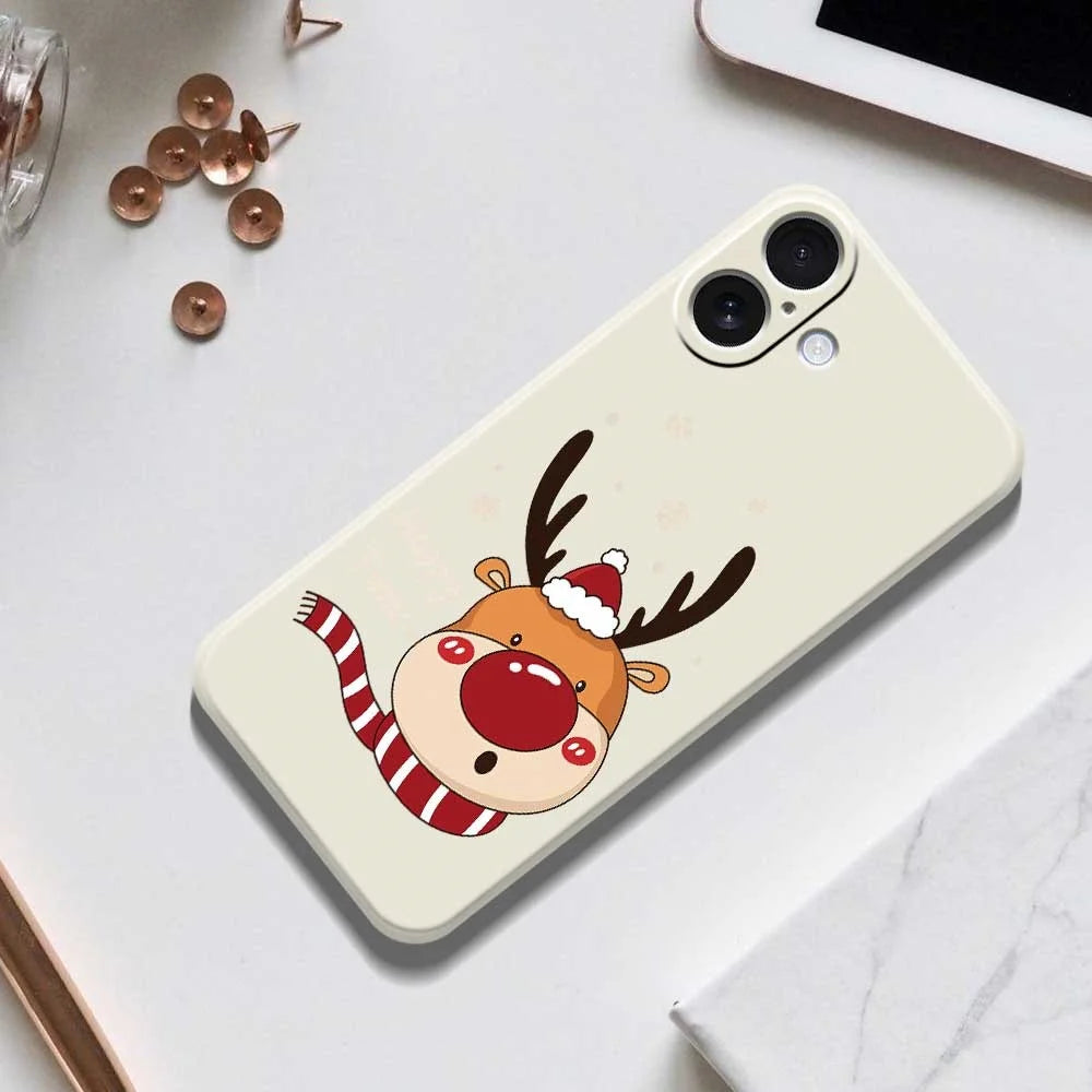For iPhone 17 Case Deer Head Pattern Printing Straight Edge TPU Phone Back Cover - Beige - 6