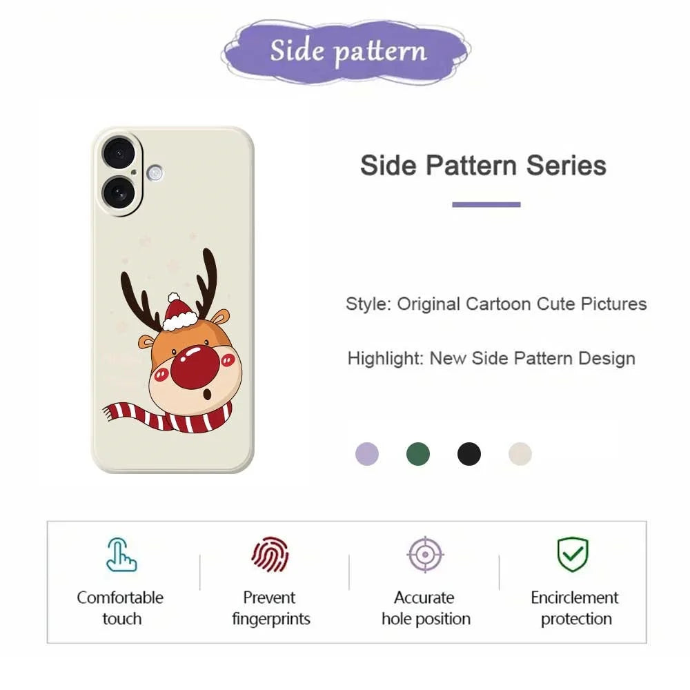 For iPhone 17 Case Deer Head Pattern Printing Straight Edge TPU Phone Back Cover - Beige - 7