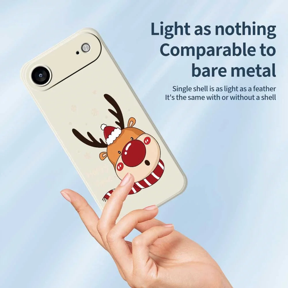 For iPhone Air Case Deer Head Pattern Printing Straight Edge TPU Phone Back Cover - Beige - 3