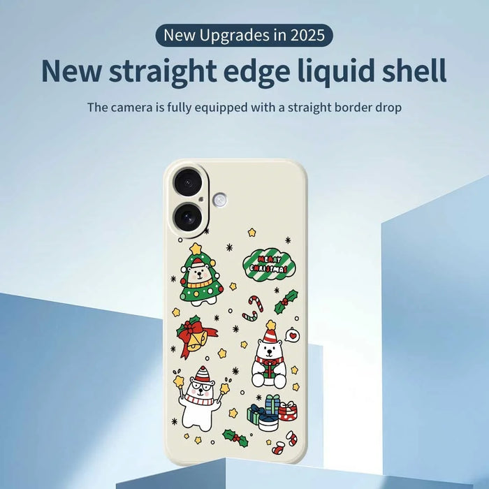 For iPhone 17 Case Christmas Bears Pattern Printing Straight Edge TPU Phone Back Cover - Beige - 2