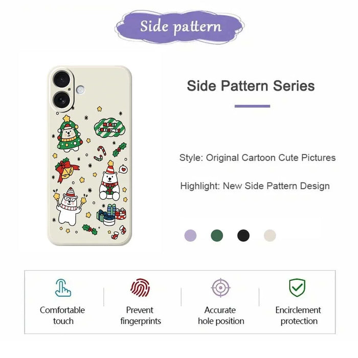 For iPhone 17 Case Christmas Bears Pattern Printing Straight Edge TPU Phone Back Cover - Beige - 7