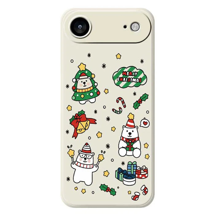 For iPhone Air Case Christmas Bears Pattern Printing Straight Edge TPU Phone Back Cover - Beige - 1