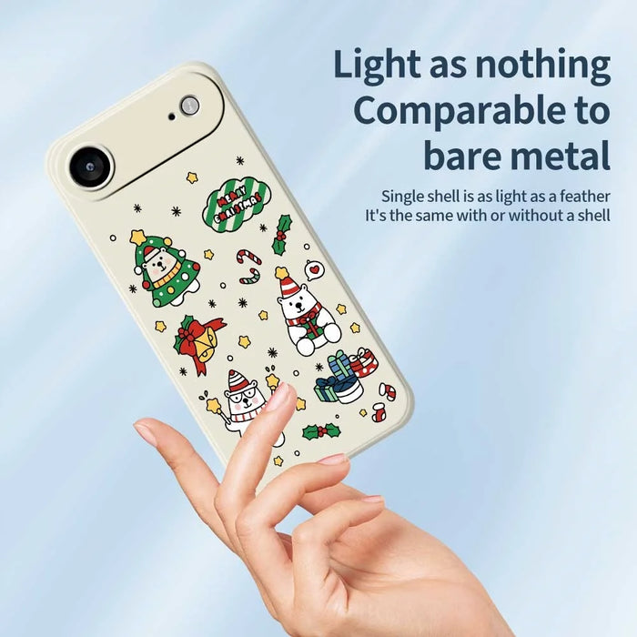 For iPhone Air Case Christmas Bears Pattern Printing Straight Edge TPU Phone Back Cover - Beige - 3