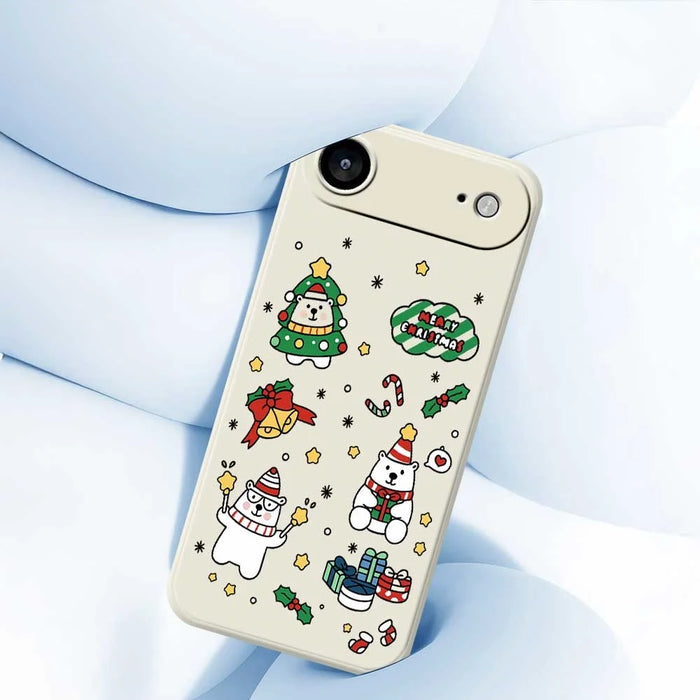 For iPhone Air Case Christmas Bears Pattern Printing Straight Edge TPU Phone Back Cover - Beige - 4