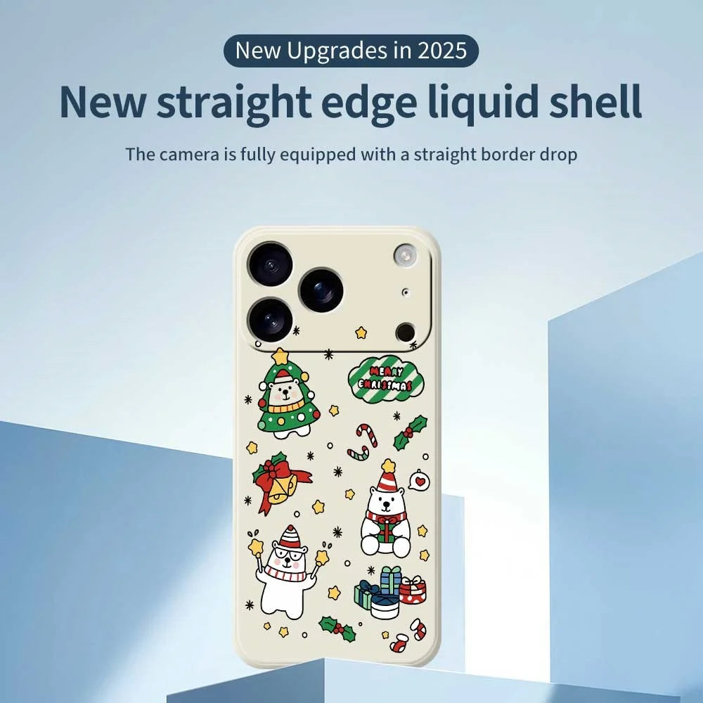 For iPhone 18 Pro / 17 Pro Case Christmas Bears Pattern Printing Straight Edge TPU Phone Back Cover - Beige - 2