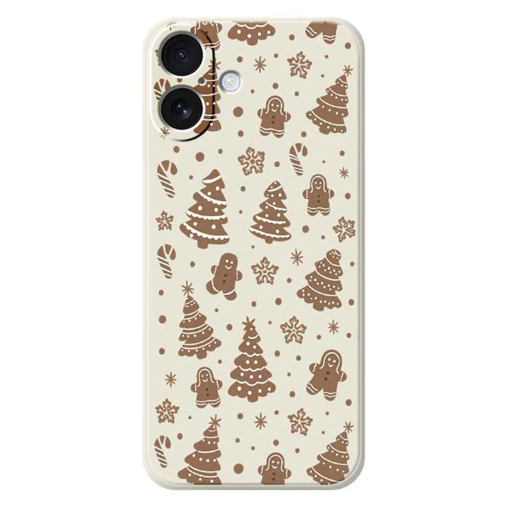 For iPhone 17 Case Christmas Gingerbread Pattern Printing Straight Edge TPU Phone Back Cover - Beige - 1