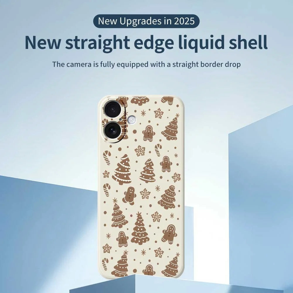 For iPhone 17 Case Christmas Gingerbread Pattern Printing Straight Edge TPU Phone Back Cover - Beige - 2