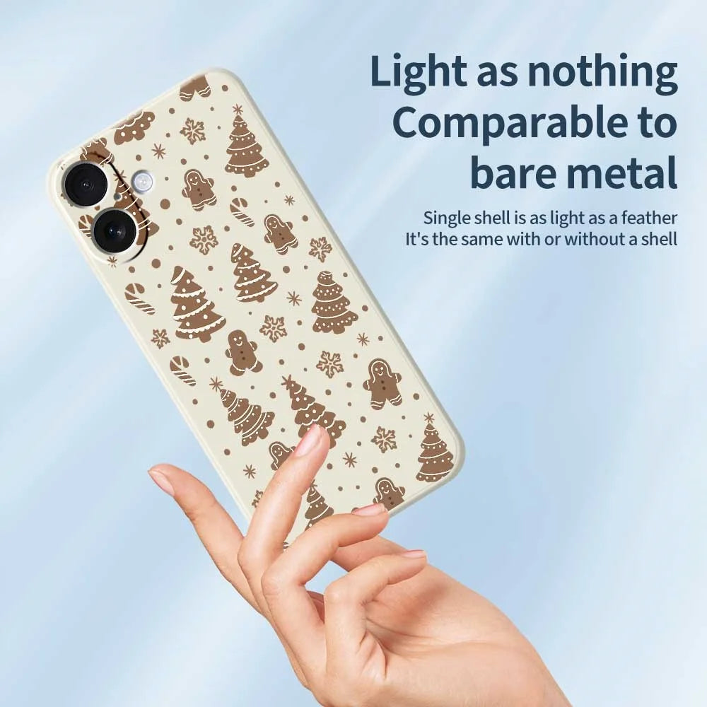 For iPhone 17 Case Christmas Gingerbread Pattern Printing Straight Edge TPU Phone Back Cover - Beige - 3