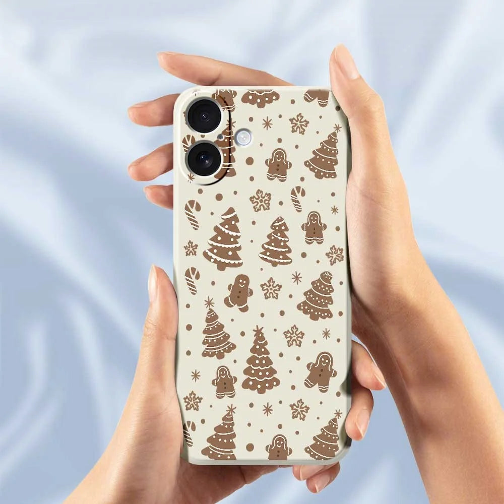 For iPhone 17 Case Christmas Gingerbread Pattern Printing Straight Edge TPU Phone Back Cover - Beige - 4