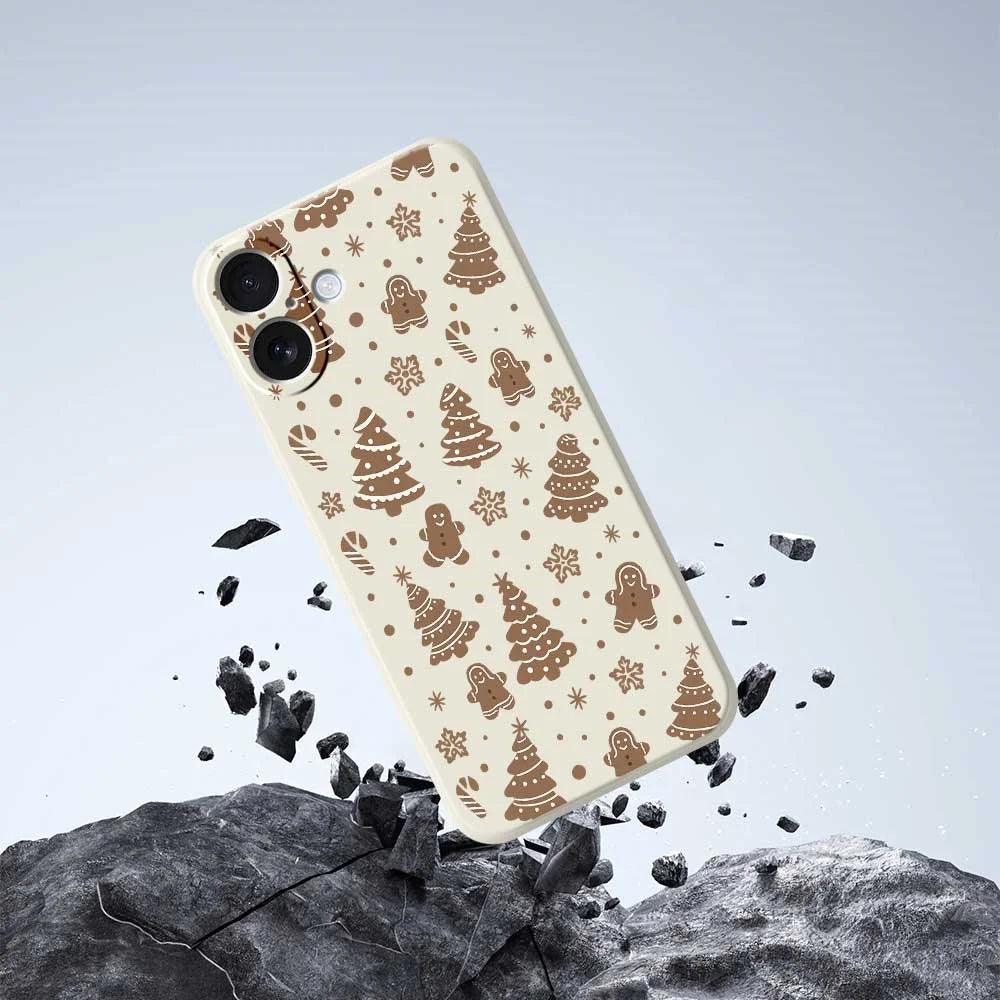 For iPhone 17 Case Christmas Gingerbread Pattern Printing Straight Edge TPU Phone Back Cover - Beige - 5