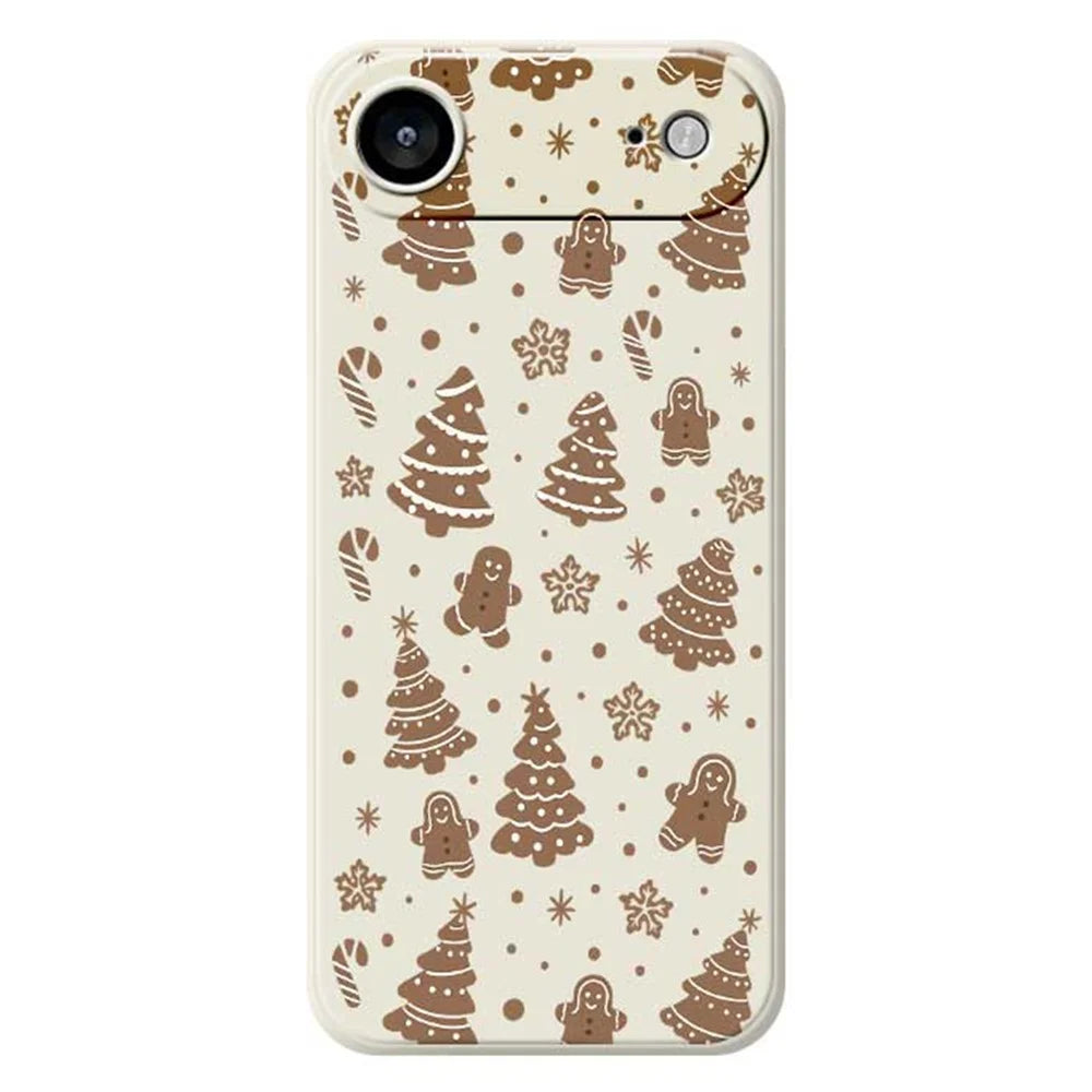 For iPhone Air Case Christmas Gingerbread Pattern Printing Straight Edge TPU Phone Back Cover - Beige - 1