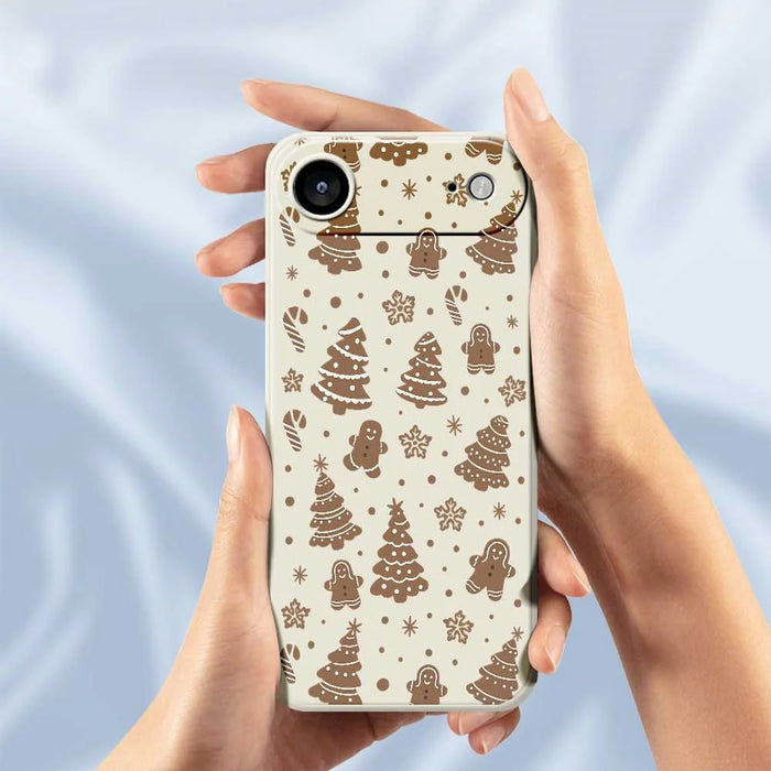 For iPhone Air Case Christmas Gingerbread Pattern Printing Straight Edge TPU Phone Back Cover - Beige - 5