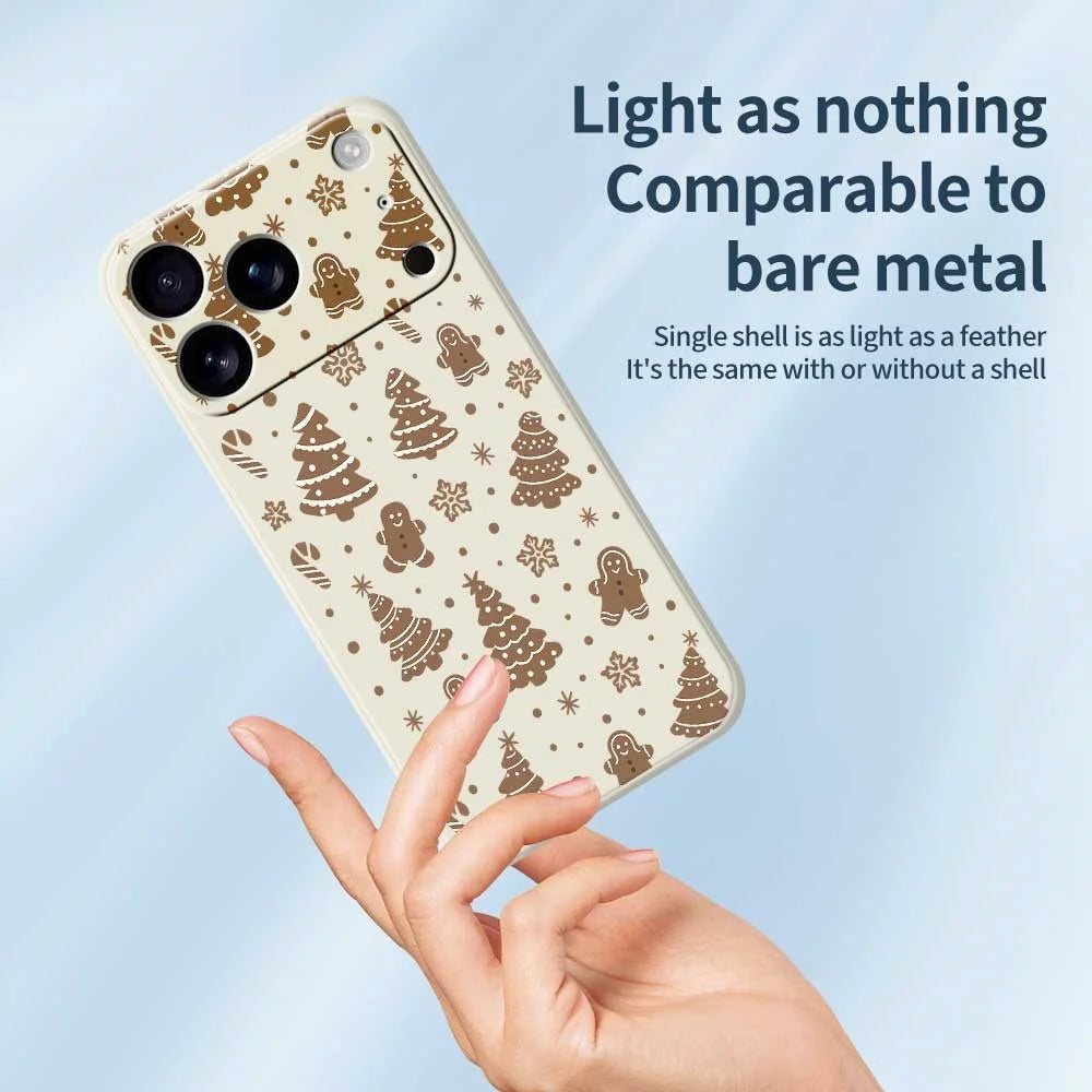 For iPhone 18 Pro / 17 Pro Case Christmas Gingerbread Pattern Printing Straight Edge TPU Phone Back Cover - Beige - 3