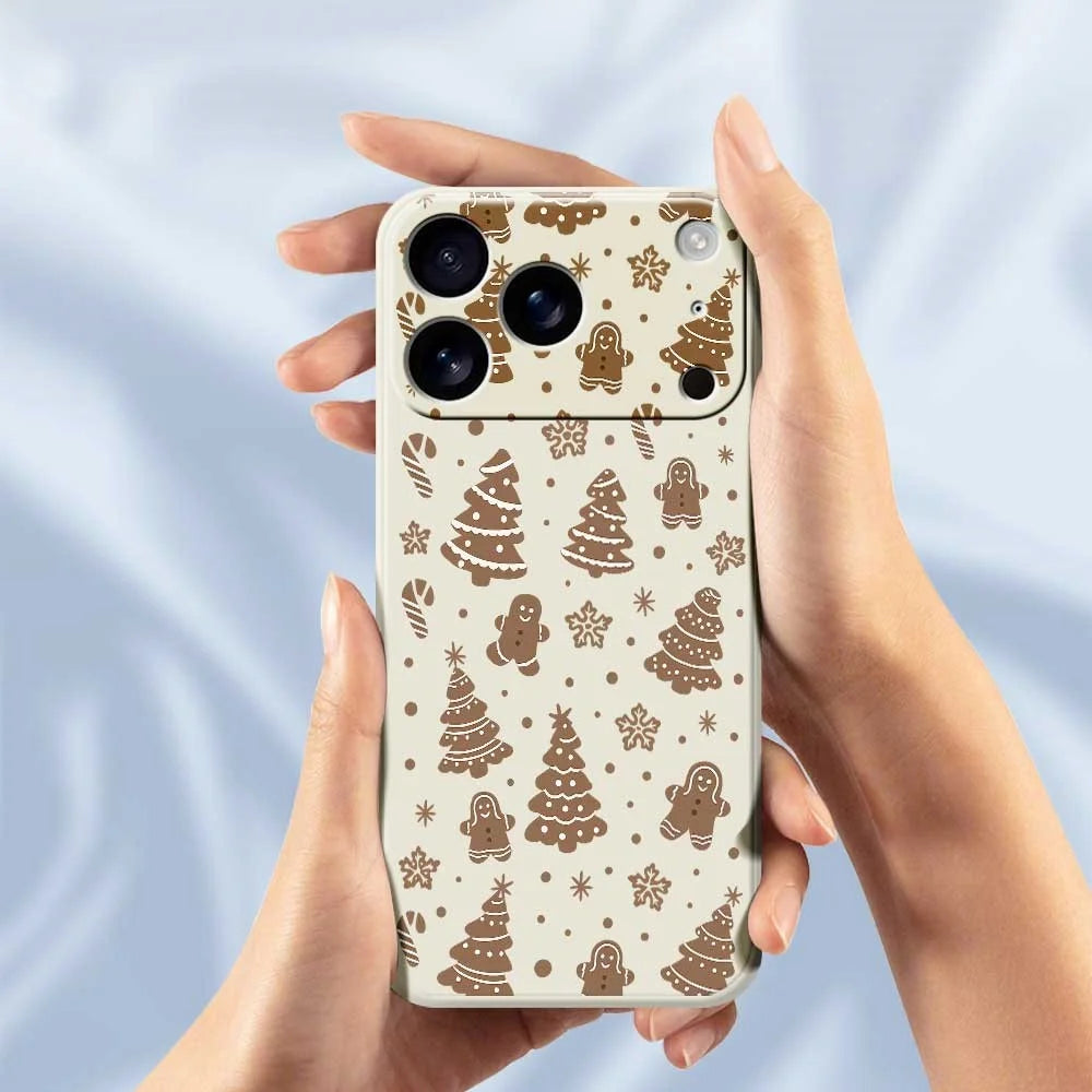 For iPhone 18 Pro / 17 Pro Case Christmas Gingerbread Pattern Printing Straight Edge TPU Phone Back Cover - Beige - 4