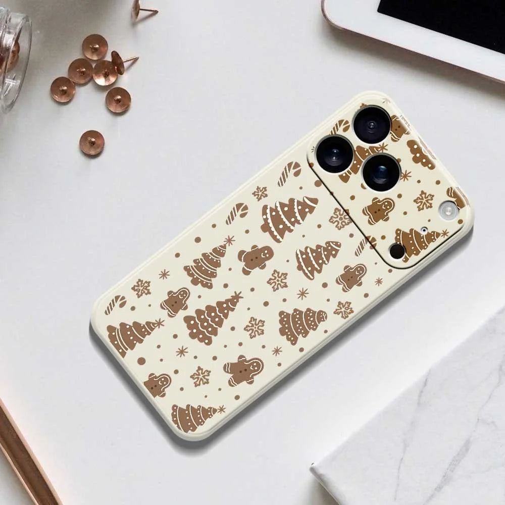 For iPhone 18 Pro / 17 Pro Case Christmas Gingerbread Pattern Printing Straight Edge TPU Phone Back Cover - Beige - 6