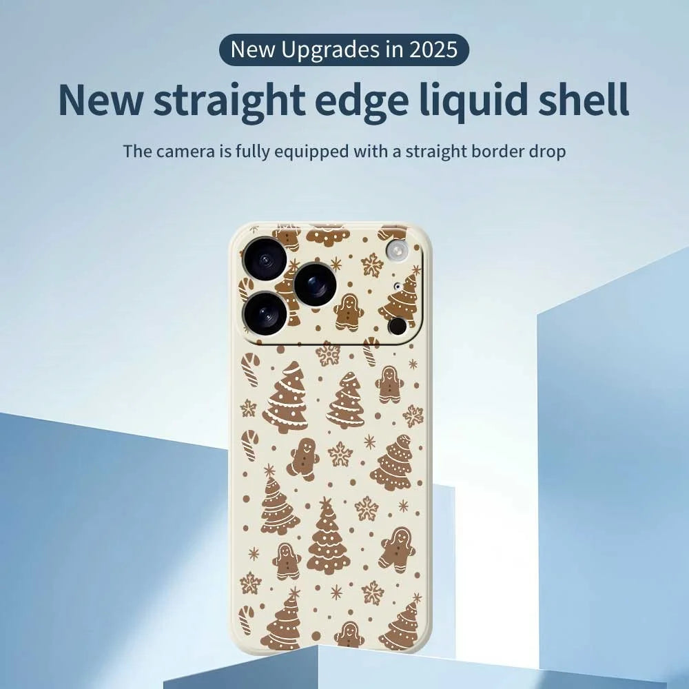 For iPhone 18 Pro Max / 17 Pro Max Case Christmas Gingerbread Pattern Printing Straight Edge TPU Phone Back Cover - Beige - 2