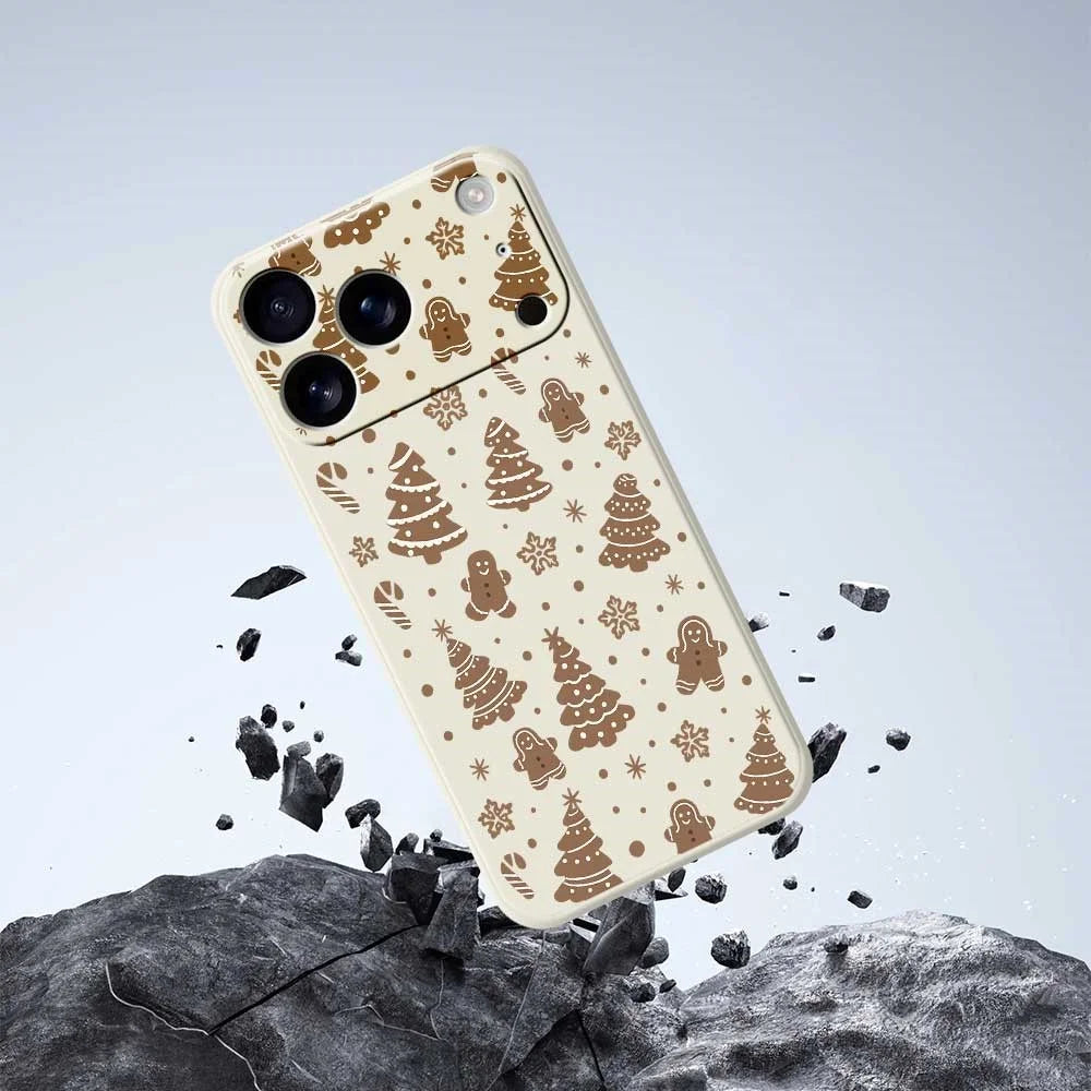For iPhone 18 Pro Max / 17 Pro Max Case Christmas Gingerbread Pattern Printing Straight Edge TPU Phone Back Cover - Beige - 5