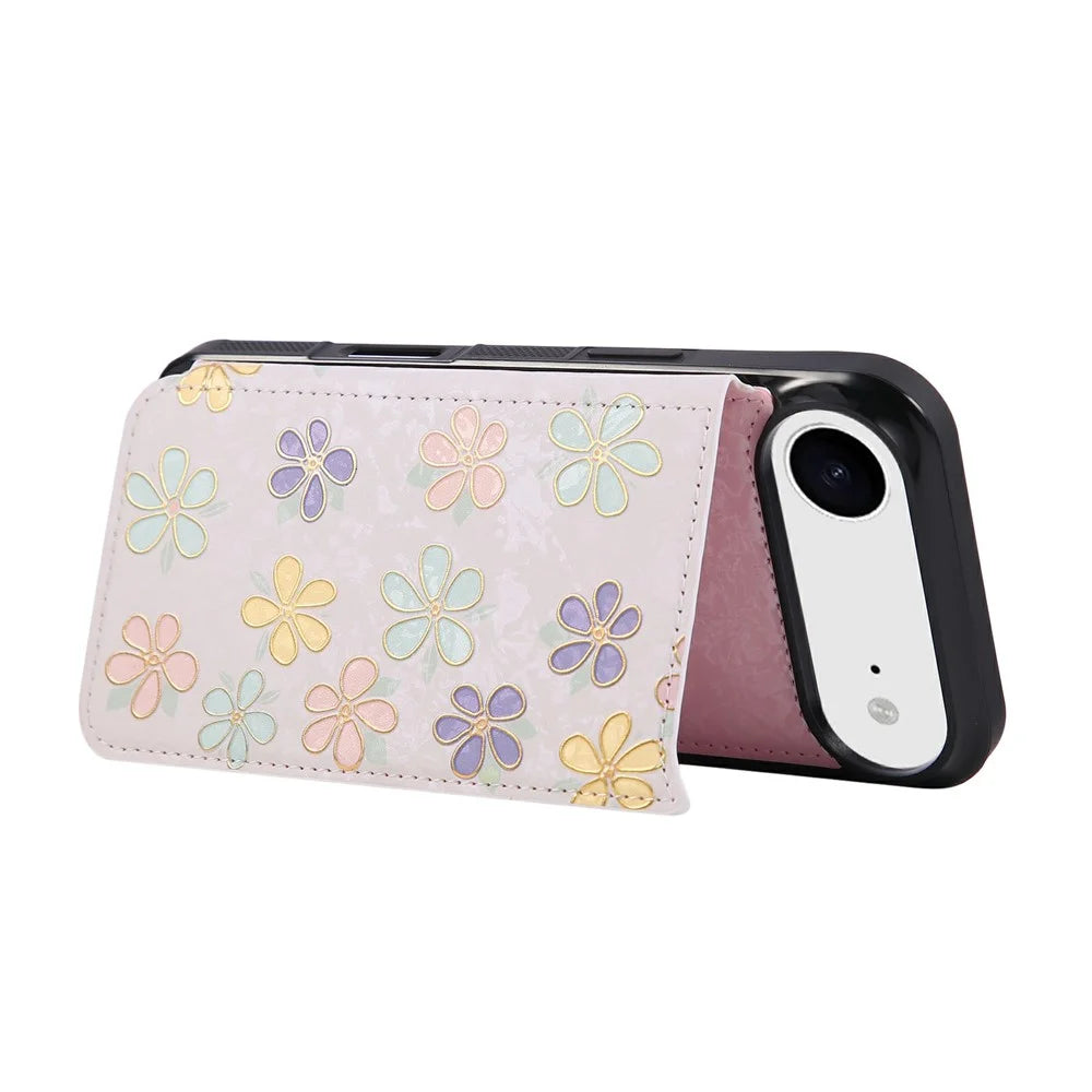 For iPhone Air Case Flower Leather TPU RFID Blocking Phone Cover Card Slots - Flowers - 4