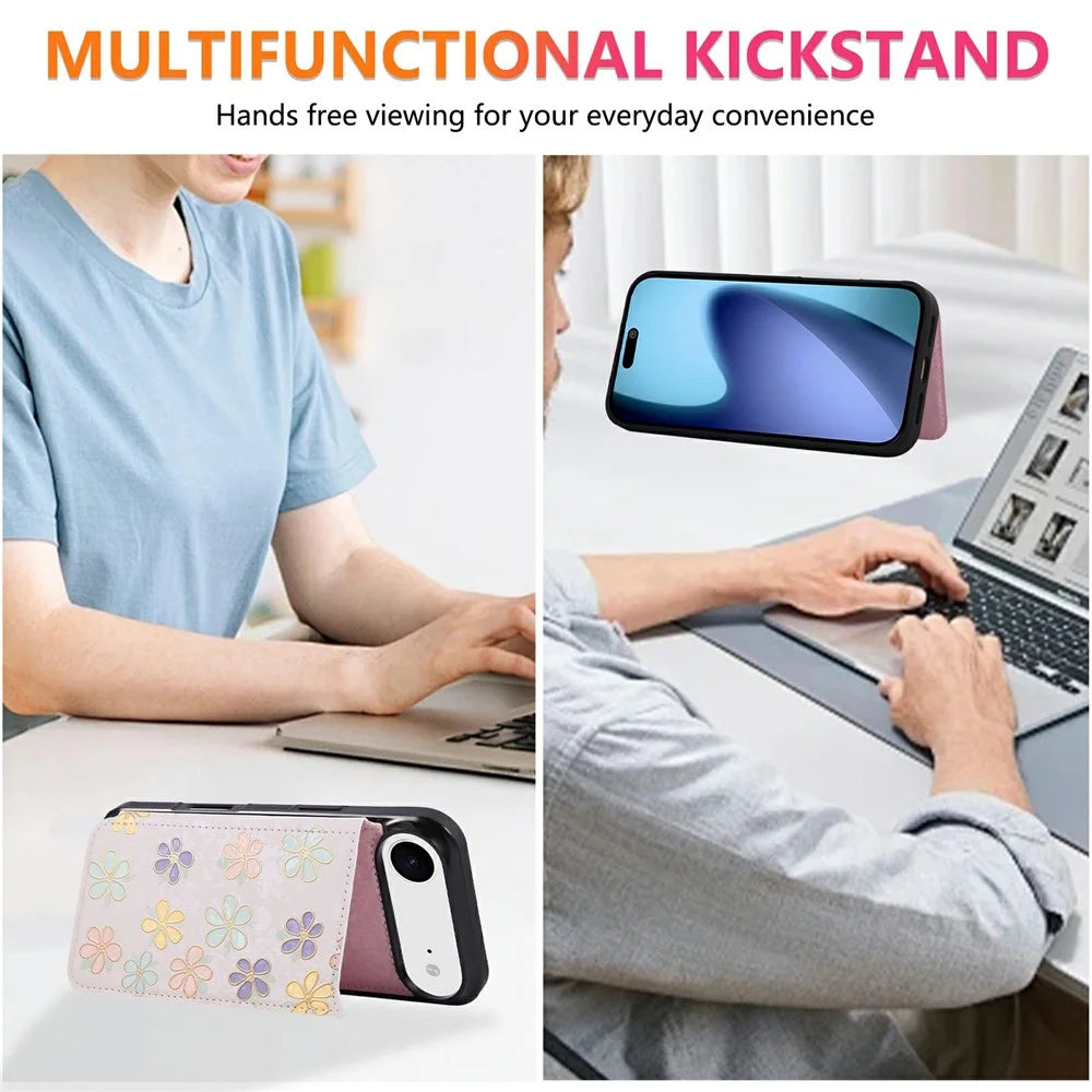 For iPhone Air Case Flower Leather TPU RFID Blocking Phone Cover Card Slots - Flowers - 6