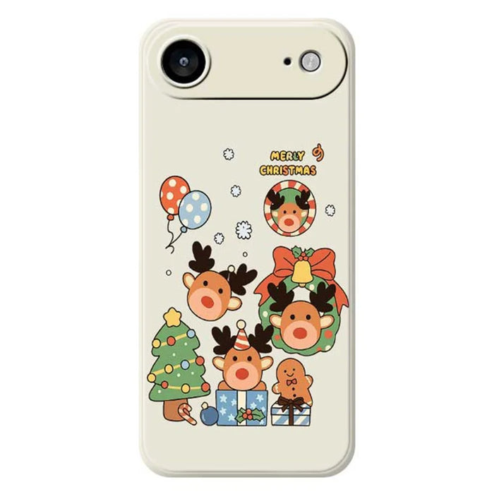 For iPhone Air Case Christmas Gift Deer Pattern Printing Straight Edge TPU Phone Back Cover - Beige - 1