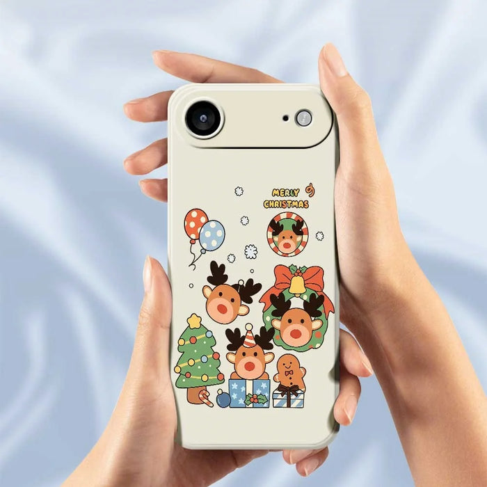 For iPhone Air Case Christmas Gift Deer Pattern Printing Straight Edge TPU Phone Back Cover - Beige - 5