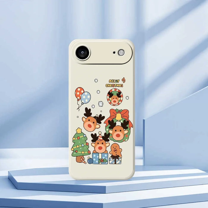 For iPhone Air Case Christmas Gift Deer Pattern Printing Straight Edge TPU Phone Back Cover - Beige - 7