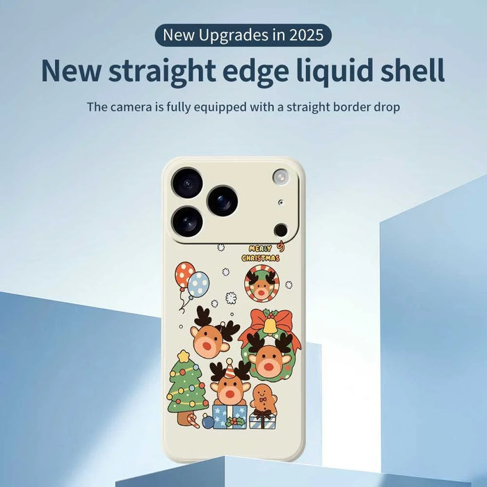 For iPhone 18 Pro / 17 Pro Case Christmas Gift Deer Pattern Printing Straight Edge TPU Phone Back Cover - Beige - 2