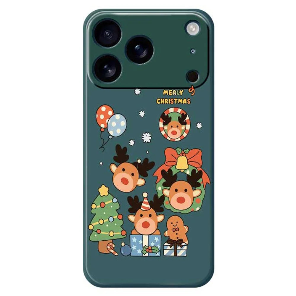 For iPhone 18 Pro Max / 17 Pro Max Case Christmas Gift Deer Pattern Printing Straight Edge TPU Phone Back Cover - Green - 1
